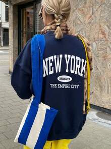 New Women Crew Neck Sweatshirt INS English Letter Print Fashion Versatile Casual Streetwear, Autumn/Winter