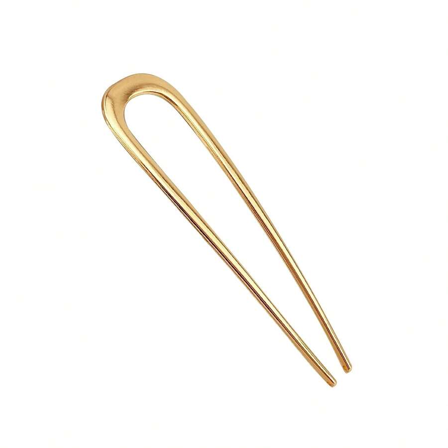 French Hair Pin Metal Hair Pin U Shaped Hair Clip Women Girls Hairstyle Decorative Accessories (Gold) - 1 - 查看 1
