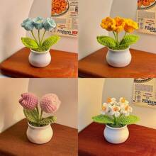 Handmade Crocheted Sunflower Decor, Birthday Gift, Friendship Gift, Lifelike Everlasting Flower Bouquet, Home Office Desktop Decoration, Creative Knitted Flower Bouquet Gift For Women, Teacher, Graduation,School Supplies,Back To School