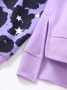 2pcs/Set Tween GirlsCartoon Portrait Print Sweatshirt & Skinny Pants Suit, Streetwear Fashion, Autumn - Purple - View 5