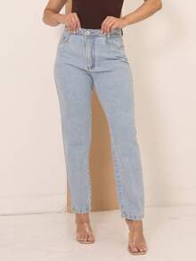 Calça Mom Jeans Feminina Cintura Alta Tecido Reforçado 100% Jeans Algodão Vintage