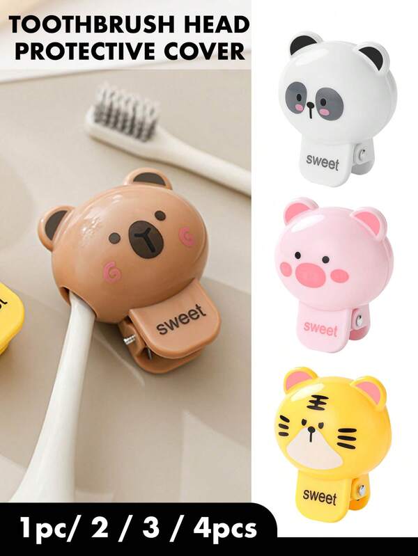 Cute Animal Toothbrush Cover – Dust-Proof & Breathable Travel Case, Tilted Base For Hygiene, Fits All Toothbrushes (4 Styles), Suitable For Daily Use, Travel, Hotel, Outdoor, Home Bathroom Decoration. Back To School.