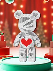 POKOJA LAND 3688pcs 47cm/18.5inch White Geart-Shaped Bear DIY Pixel Building Blocks, Room Creative Decoration, Desktop Ornaments, Stress Relieving Toys, Halloween Gifts, Birthday Gifts, Christmas Gifts, Graduation Gifts, Good Friend Gifts, Couple Gifts, New Year Gifts, Wedding Gifts, Easter Gifts,Suitable For Everyone - Multicolor - View 8
