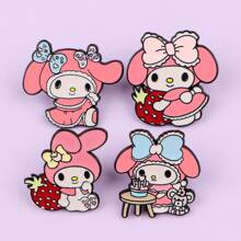 Sanrio 4pcs/Set Cute Enamel Pin Lapel Pins Badges On Backpack Women's Brooch Clothes Gift Jewelry Fashion Accessories
