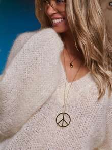 Plus Size Women Sweater - Loose Fit V-Neck Solid Color Casual Knitted Pullover, Slouchy Minimalist Plus Size Knit Sweater For Women, Autumn/Winter - 白色 - 查看 3
