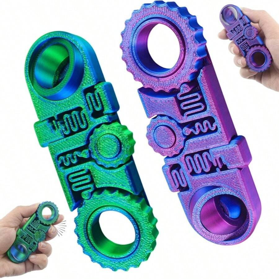 3D打印指环玩具，5合1和3合1 3D打印齿轮球减压感官玩具，冥想齿轮玩具，缓解压力和焦虑，成人玩具，感官玩具，缓解焦虑的趣味礼物，独特礼物 - 彩色 - 查看 1