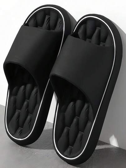 Pantuflas de moda para hombres, material de EVA, suela blanda y de punta abierta, transpirable y cómoda, negra para uso casual diario, adecuada para interiores o exteriores, esencial para el transporte