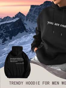 You Are-Enough Women's Hoodie Dear Person Behind Me Hooded Sweatshirt Jacket For Men Women Sweater Black Pullover Oversized Fall Black Hoodies - 黑色 - 查看 4