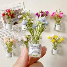 8pcs 2025 New Arrival 3D Floral Vase Fridge Magnets - Elegant Mini Bud Vase Decor For Refrigerator - Modern Kitchen & Home Accessories - Multi-Color Magnetic Gift Set