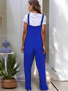 Overol Sin Mangas Holgado Con Bolsillos De Moda Para Dama - Azul rey - Ver 3