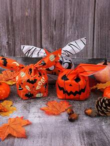 50 Stücke Halloween Süßigkeitentüten mit Kürbis- und Fledermaus-Motiv, Keks-Geschenktüten für Trick or Treat Partys, Halloween Party Dekoration Zubehör