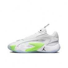 Nike Jordan Luka 2 "Trick Shot" PF Round Toe Lace-Up Cushioned Non-Slip Durable Low-Top Basketball Shoes, Unisex, White & Green, Domestic Version