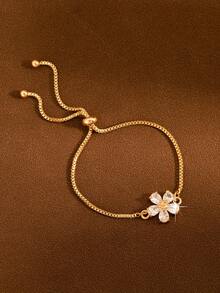 Teenager Luxury Style Flower Shaped Adjustable Bracelet Sweet Suitable For Daily Wear - one-size - View 4