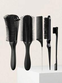 5 件套发型梳套装 - 专业顺发和顺滑梳子，带尾梳，适合分缝，适合沙龙、日常护发、旅行，适合卷发或直发的男女，返校、旅行度假必需品，女士发饰 - 彩色 - 查看 4