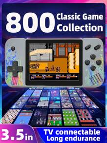 1pc Handheld Game Console Including 800 Games Large Screen Retro Nostalgic Old-Fashioned Game Consoles Support To TV Russian Classic Block Machine 8090s Memories Mini Micro Game Console Support 2 Players Battle With HD 3.5-Inch Screen Birthday Gift