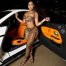 Fashionable Leopard Print Suit Sexy Bra Suspender Pants Two-Piece Suit - Beo - Xem 1