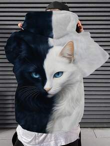 1 pezzo Felpa con cappuccio casual con vestibilità morbida, adatta per l'autunno/inverno