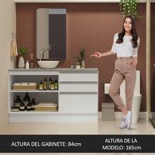 Mueble Modulo Para Baño Gabinete Lavabo Madesa 140cm Color Blanco - Blanco - Ver 5