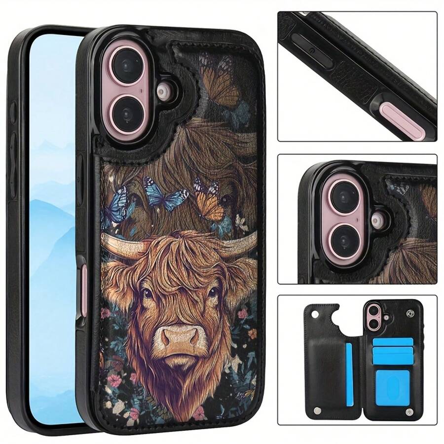 Teléfono [billetera de cuero sintético] Elegante billetera con tapa de cuero sintético con soporte |   Tarjetero 16 Pro, 15, 14, 13, 12 Pro, Plus, 15 Pro - Colores mixtos 1 - Ver 1