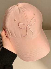 1 件可调节黑色棒球帽，带粉色蝴蝶结刺绣 - 甜美可爱风格，适合所有季节的可折叠涤纶帽子，按扣闭合，是送给女性的完美礼物，刺绣棒球帽