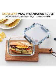 3 szt./zestaw pojemników do przechowywania żywności 360/630/1030 ml - pudełka do przygotowywania posiłków do biura, na powrót do szkoły, przenośne, zewnętrzne szklane pojemniki bento do przechowywania żywności z pokrywkami, składane szklane pojemniki do przygotowywania posiłków z pokrywkami, hermetyczne szklane słoiki do przechowywania