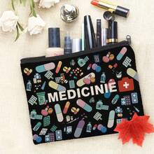 Multi-Functional Canvas Medicine Organizer Bag - Travel Zipper Pouch, Allergy & Asthma Emergency Kit, Cosmetic And Essentials Storage Bag - Multicolor - View 9