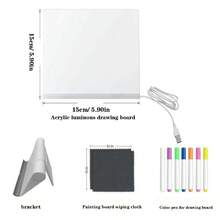 Pizarra de notas con luz LED acrílica y soporte, adecuada para oficina, escuela y uso doméstico, regalo ideal para cumpleaños, vacaciones y Navidad (color del soporte aleatorio), incluye 7 marcadores de colores (color aleatorio), paño borrador de color aleatorio - Multicolor - Ver 16