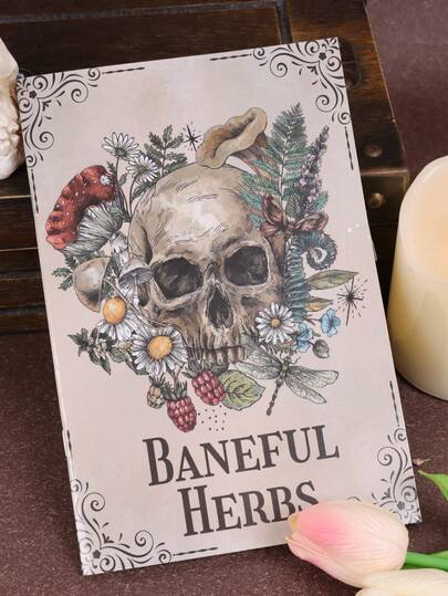 Baneful Herbs: Sổ tay lập kế hoạch xoắn ốc hình đầu lâu Gothic và nghệ thuật thực vật, nhật ký minh họa hoa lãng mạn u tối, sổ lập kế hoạch sáng tạo và đồ dùng văn phòng phẩm sưu tầm.
