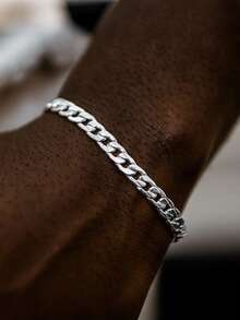 1pc Funky Minimalist Punk Link Stainless Steel NK Embossed Chain Bracelet For Men Hip Hop Street Style Suitable For Daily Wear - Bracelet - View 1