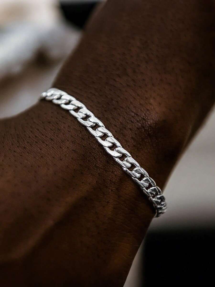 1pc Funky Minimalist Punk Link Stainless Steel NK Embossed Chain Bracelet For Men Hip Hop Street Style Suitable For Daily Wear - Bracelet - View 1