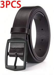 三件套奢华时尚男士腰带，PU皮革材质，金属扣，高品质设计师款腰带，尺码齐全，男女皆宜，是秋冬季的理想配饰，适合青少年、年轻男士，可用于休闲、户外、运动、度假、毕业典礼、生日、日常穿着，也适合万圣节、商务、街头风、波西米亚风、西部风等场合，是送给男士、丈夫、男友、父亲、圣诞节的理想礼物。 - 黑色+卡其色+咖啡色 - 查看 5