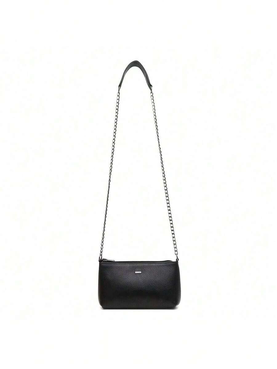 USEVITTAL Vittal Clutch Annelise Women's Bag In Genuine Leather Black With Chain Strap - Hitam - View 1