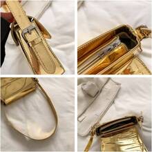 Shoulder Purses For Women Dressy Evening Bag Metallic Clutch Y2k Sparkly Hobo Crossbody Shoulder Bag Handbags - Pink - 查看 3