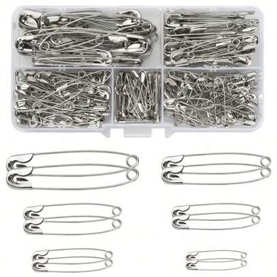 220PCS Box Set Of Silver Pins Suitable For DIY, Scarf Fixing Pins, Silk Scarf Fixing. Rust-Proof, It Can Be Used As A Needle For Clothing, Bags, Ornaments And School Clothing Accessories. Halloween Christmas Gift