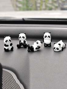 5pcs Car Decoration Cute Luminous Panda Center Console Rearview Mirror Car Interior Decoration - one-size - View 12