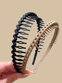 2件装新款防滑齿发带，女士洗脸弧形发箍，发夹，头饰配饰，休闲头饰，发箍，发圈，之字形发带，家居护肤发带头饰