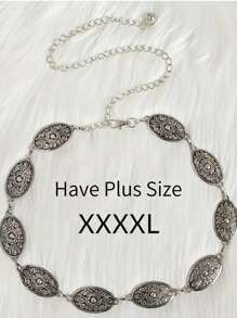 1pc Plus Size Women's Waist Belt, Western Style Boho Vintage Floral Buckle Textured Metal Waist Chain, Suitable For Pairing With Jeans, Beach Vacation, Party, XXL Fall, Autumn, Halloween