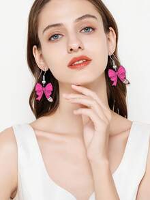 Bông tai chủ đề giáo viên, nơ hồng và bút chì, in tên cá nhân hóa, bông tai acrylic hình bút chì dễ thương kiểu trường học, bông tai móc acrylic, in độ phân giải cao, chữ/tên tùy chỉnh, thiết kế nơ hồng và bút chì, nhẹ, dễ mang theo, dành cho giáo viên, nhân viên nhà trường, người mua quà tặng, phụ huynh, Ngày Nhà giáo, Mùa tốt nghiệp, đeo hàng ngày, tặng quà, trang sức trường học - Nhiều màu - Xem 5