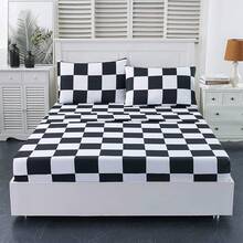 Best Season 4 Piece Bed Sheet Set - Full Size - Soft Microfiber Bedding Sheet Set, Deep Pocket, Stain, Fade & Wrinkle Resistant (Plaid Black & White), Luxury Comfortable - 黑白格子圖案 - 查看 2