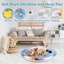 Nuevo Tapete de Agua para Gatos Reforzado 2025, Cama de Agua para Gatos, Diseño Anti-Arañazos, Tapete de Agua para Mascotas con Patrón de Peces, Refrescante y Cómodo, Duradero y a Prueba de Fugas, Adecuado para Gatitos y Cachorros