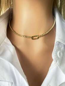 STYLEVER 1PC Gold Initial Letter Necklace, A-Z 26 Letter Pendant Colorful Zirconium Tree Of Life Letter Pendant Chain, Stainless Steel Chain, Unique And Exquisite Style