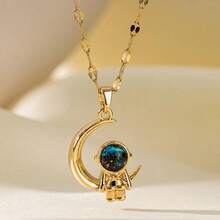 Y2K Starry Sky Planet Light Luxurious Temperament Gorgeous Necklace Star And Moon Versatile Stainless Steel Clavicle Chain - Dây chuyền C - Xem 11