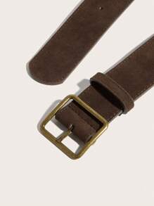 1pc Unisex Solid Color Casual Retro Street Wear PU Leather Simple Casual Buckle Belt, Suitable For All Seasons Fall, Autumn, Halloween