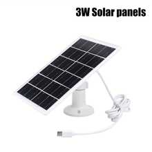 Panel solar portátil de 3W, adecuado para cámaras de ; Panel solar de vidrio monocristalino de 5V y 360° ajustable, adecuado para timbres, luces y ventiladores de exterior. - Blanco - Ver 2