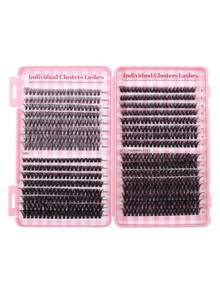 Ouye3 640 Cluster Eyelashes Individual Eyelash Book Large Capacity 9-16mm Mixed Length Eyelash Bundle Beginner DIY At Home Eyelash Extension Kit,Suitable For Daily Commute,Dating,Music Festival Wear,Enlarge Eyes - C - View 9