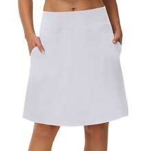 Woman Skorts Skirts With Multi Pockets High Waisted Golf Tennis Skirts Knee Length Long Skort For Women Drawstring Dressy Casual Summer Skirts - 白色 - 查看 2