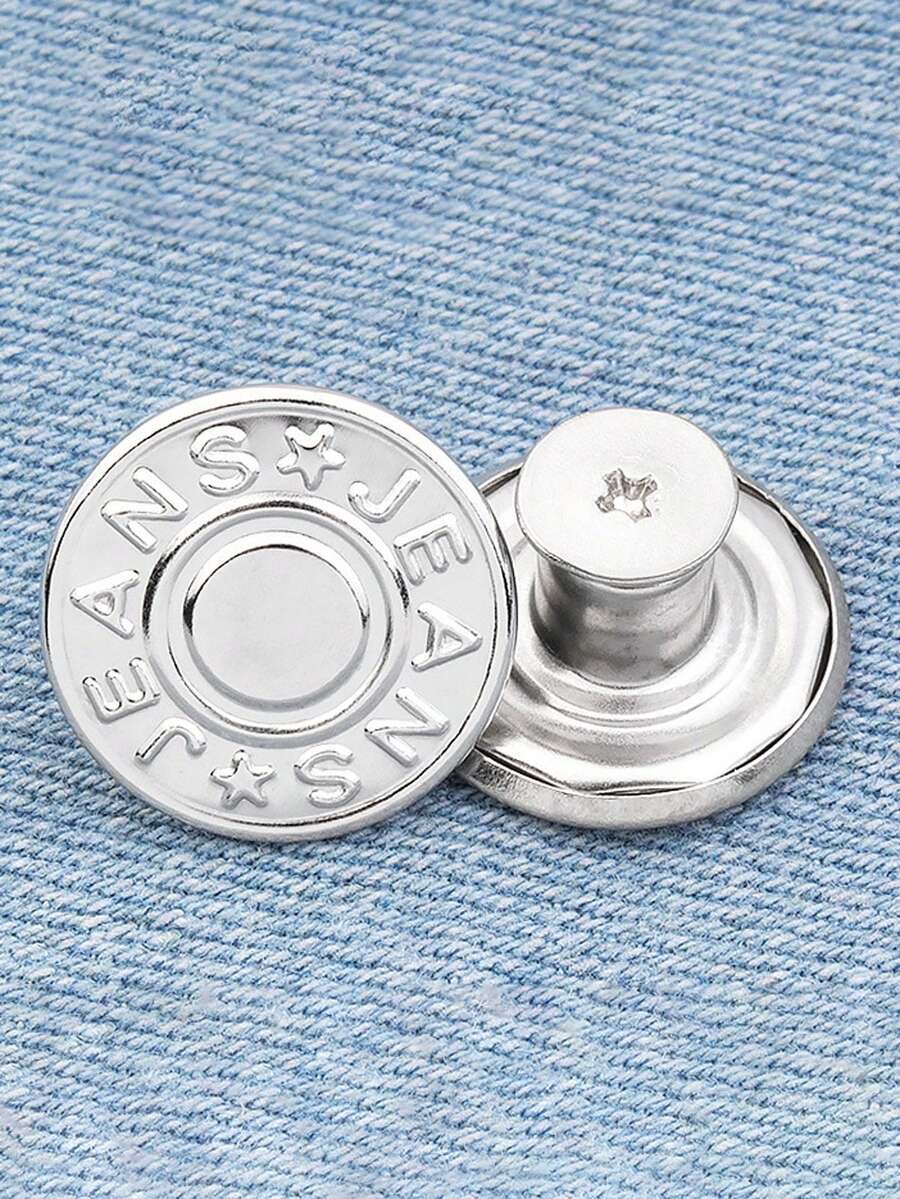 6/12/24颗可调节牛仔裤纽扣，宽松牛仔裤纽扣别针，牛仔裤纽扣，扁平免缝可拆卸牛仔裤缝纫纽扣，腰部可调节金属纽扣，腰部纽扣，可重复使用的可调节金属裤子收紧纽扣，牛仔裤纽扣别针，可调节纽扣配件，免缝腰部收紧金属铆钉扁平，适合DIY服装修补，是旧牛仔裤改造和尺寸调整的理想选择。 - 銀色 - 查看 1