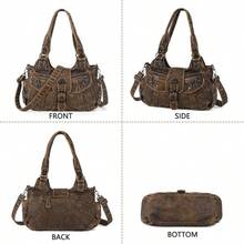 Hobo Bags For Women Vegan Leather Shoulder Purses And Handbags Ladies Roomy Tote Bags Purse With Crossbody Strap - 1-黑色 - 查看 6