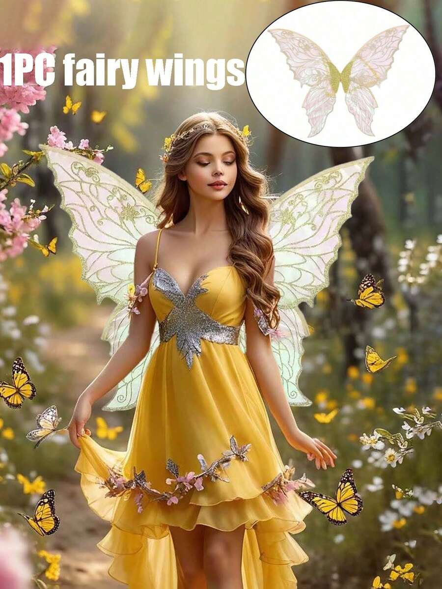 1 buc aripi de zână transparente costum de aripi de zână pentru femei, aripi de fluture accesorii de îmbrăcăminte, Cos, aripi de zână, recuzită de costum de Halloween - Aripi cu patru frunze - Vizualizare 1