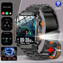 GUHUAVMI 男士户外运动智能手表，2.01 英寸 GPS 定位智能手表，LED 手电筒，540mAh 大电池，无线通话功能，GPS 轨迹，防水，100 多种运动模式，指南针，海拔和气压，天气预报，心率，睡眠监测，健身追踪器，方形设计首选 - 彩色 - 查看 12